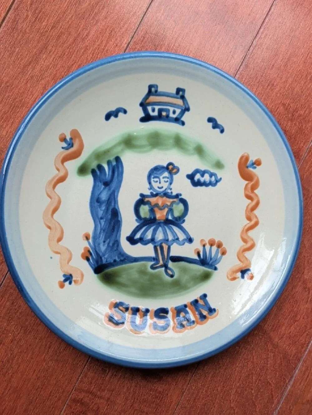 M. A. Hadley hand-painted ceramic plate and bowl set - 